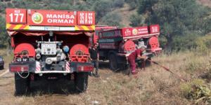 Manisa’da Spil Dağı eteklerinde ormanlık alanda Yangın