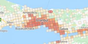 İşte, uygulamaya göre İstanbul’un vaka yoğunluk haritası