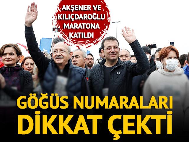 Akşener ve Kılıçdaroğlu maratona katıldı, göğüs numaraları dikkat çekti