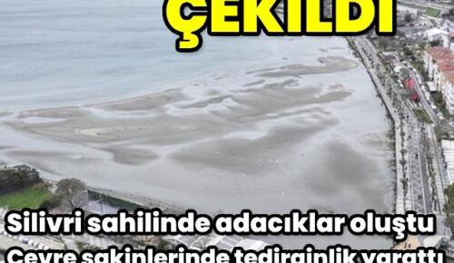 Silivri’de deniz suyunun çekilmesiyle sahilde adacıklar oluştu