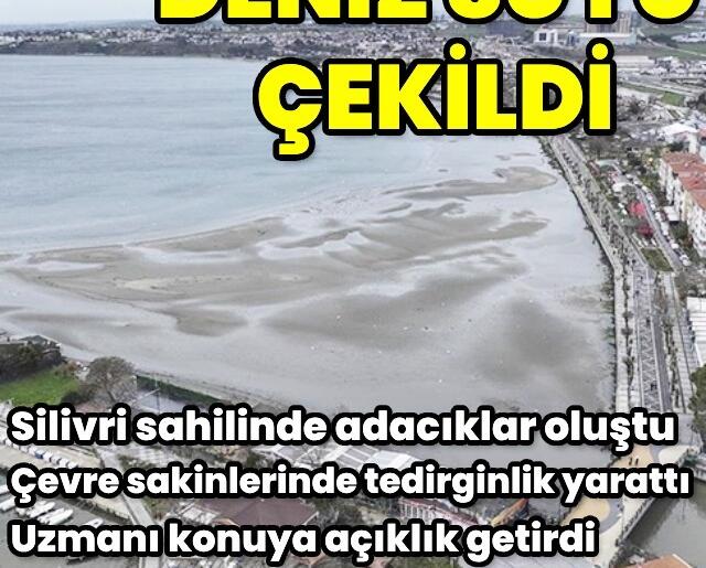 Silivri’de deniz suyunun çekilmesiyle sahilde adacıklar oluştu