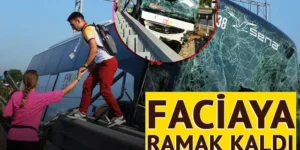 34 turistin bulunduğu otobüs faciaya ramak kala durdu: